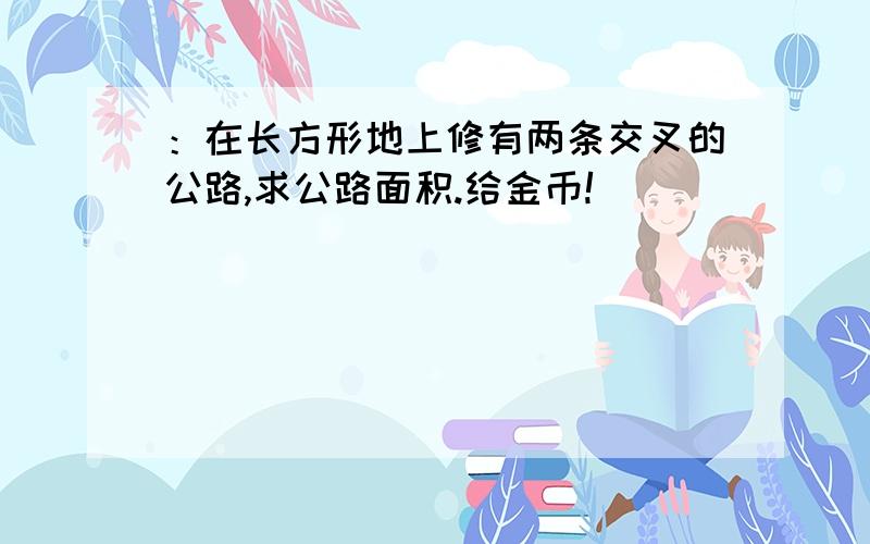 ：在长方形地上修有两条交叉的公路,求公路面积.给金币!