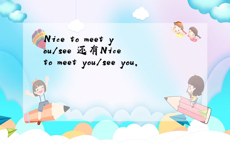 Nice to meet you/see 还有Nice to meet you/see you,