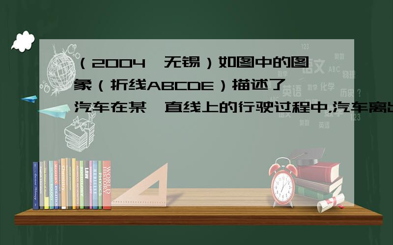 （2004•无锡）如图中的图象（折线ABCDE）描述了一汽车在某一直线上的行驶过程中，汽车离出发地的距离s（千米）和行驶