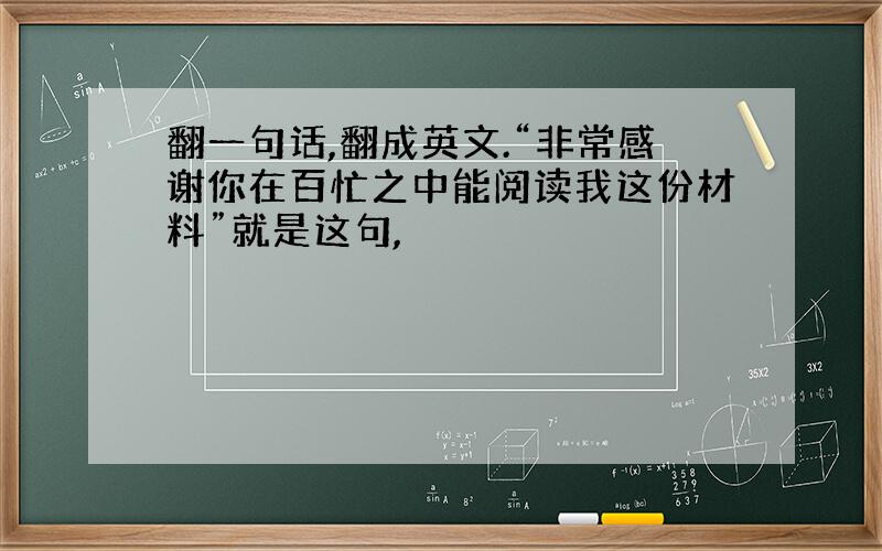 翻一句话,翻成英文.“非常感谢你在百忙之中能阅读我这份材料”就是这句,