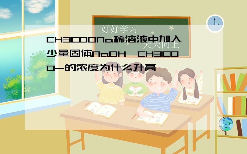 CH3COONa稀溶液中加入少量固体NaOH,CH3COO-的浓度为什么升高