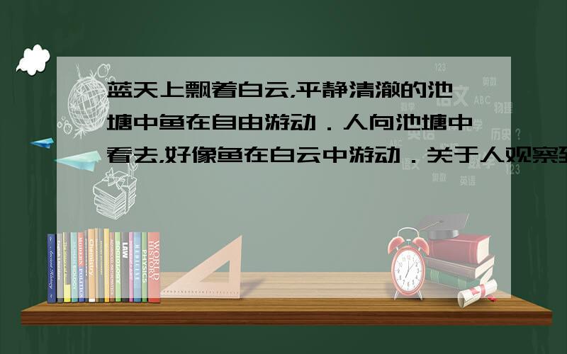 蓝天上飘着白云，平静清澈的池塘中鱼在自由游动．人向池塘中看去，好像鱼在白云中游动．关于人观察到的鱼和白云，下列说法正确的