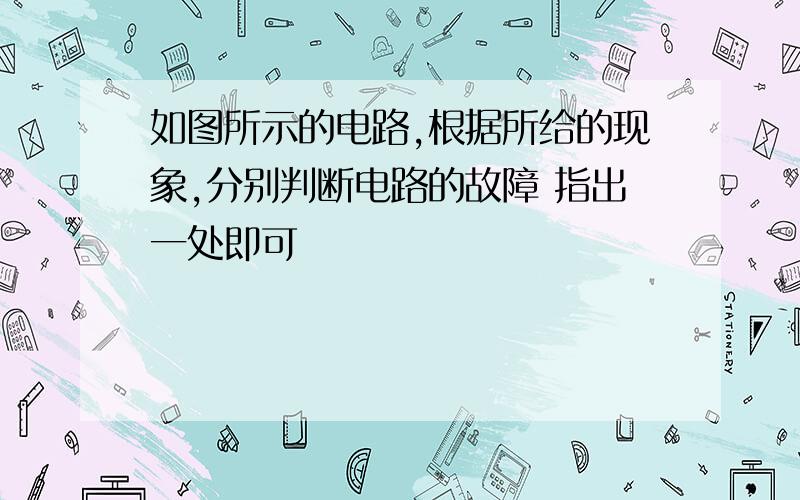 如图所示的电路,根据所给的现象,分别判断电路的故障 指出一处即可