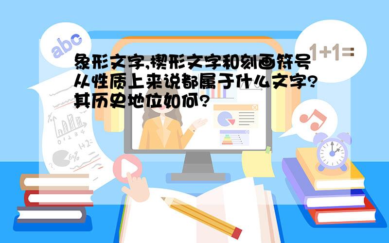 象形文字,楔形文字和刻画符号从性质上来说都属于什么文字?其历史地位如何?