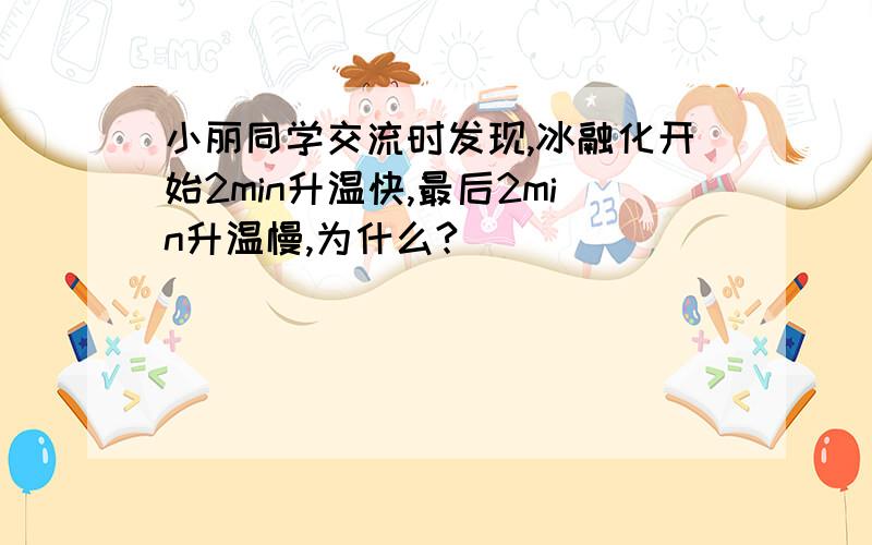 小丽同学交流时发现,冰融化开始2min升温快,最后2min升温慢,为什么?