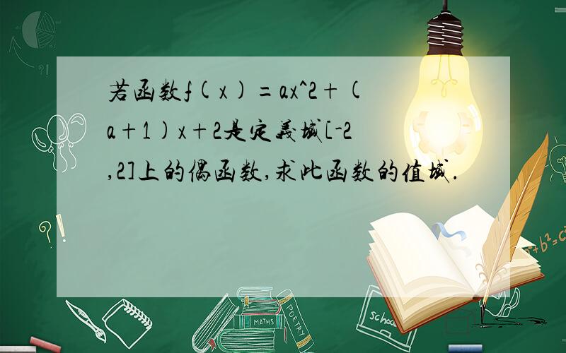 若函数f(x)=ax^2+(a+1)x+2是定义域[-2,2]上的偶函数,求此函数的值域．