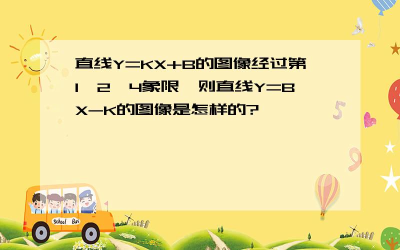 直线Y=KX+B的图像经过第1,2,4象限,则直线Y=BX-K的图像是怎样的?