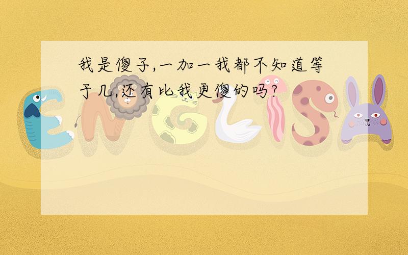 我是傻子,一加一我都不知道等于几,还有比我更傻的吗?