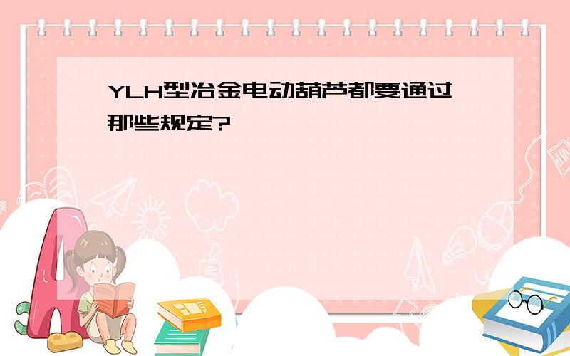 YLH型冶金电动葫芦都要通过那些规定?