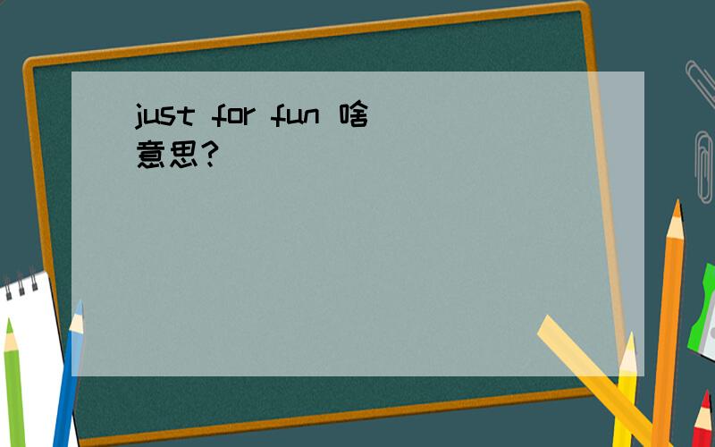 just for fun 啥意思?