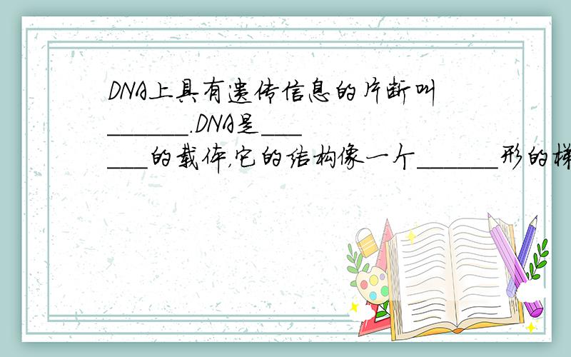 DNA上具有遗传信息的片断叫______．DNA是______的载体，它的结构像一个______形的梯子．