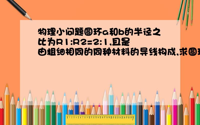 物理小问题圆环a和b的半径之比为R1:R2=2:1,且是由粗细相同的同种材料的导线构成,求圆环a、b的半径之比.该怎么求