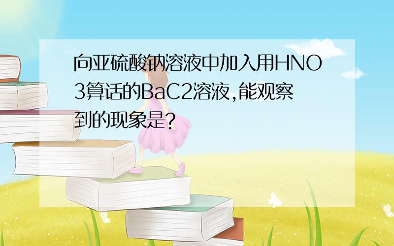 向亚硫酸钠溶液中加入用HNO3算话的BaC2溶液,能观察到的现象是?