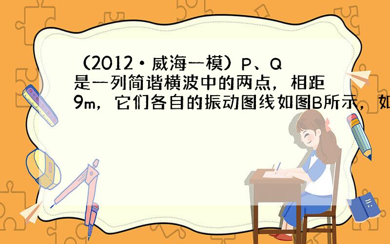 （2012•威海一模）P、Q是一列简谐横波中的两点，相距9m，它们各自的振动图线如图B所示，如果Q比P离波源近，那么这列