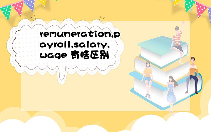 remuneration,payroll,salary,wage 有啥区别