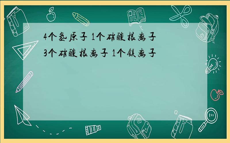 4个氢原子 1个硝酸根离子 3个硝酸根离子 1个镁离子