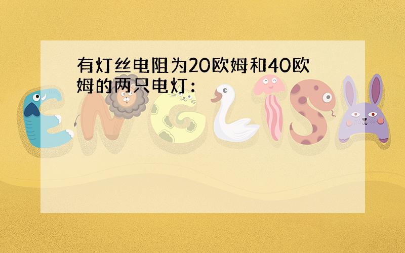 有灯丝电阻为20欧姆和40欧姆的两只电灯：