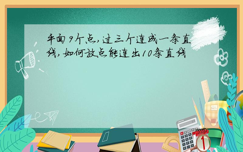 平面9个点,过三个连成一条直线,如何放点能连出10条直线