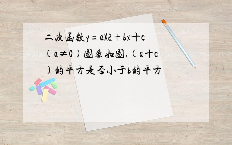 二次函数y=aX2+bx十c(a≠0)图象如图,(a十c)的平方是否小于b的平方