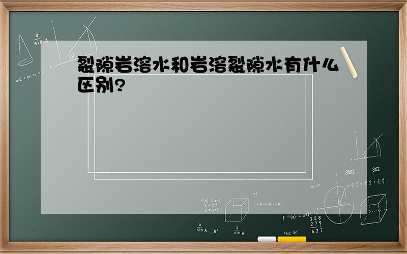 裂隙岩溶水和岩溶裂隙水有什么区别?