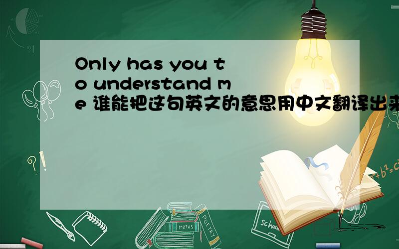 Only has you to understand me 谁能把这句英文的意思用中文翻译出来?