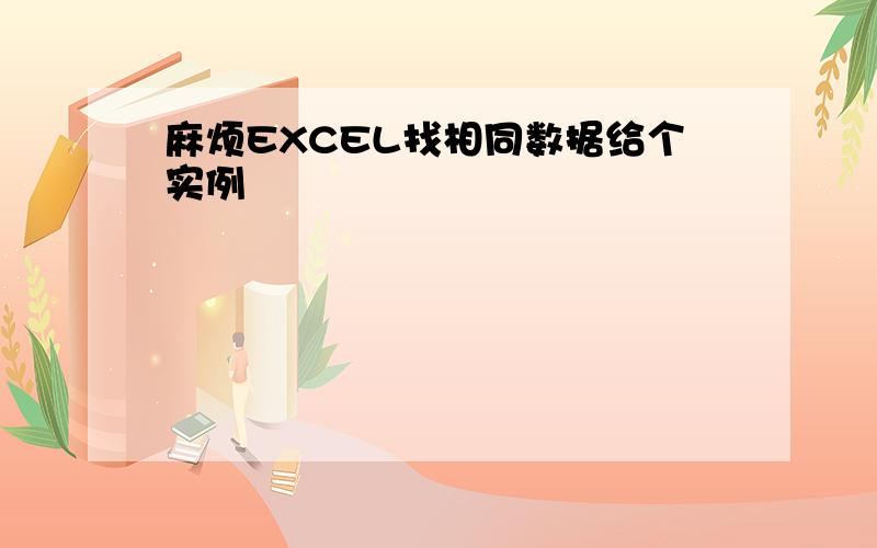 麻烦EXCEL找相同数据给个实例