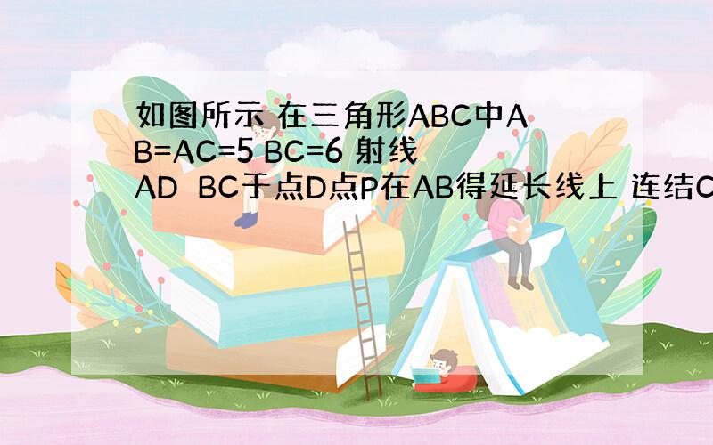 如图所示 在三角形ABC中AB=AC=5 BC=6 射线AD⊥BC于点D点P在AB得延长线上 连结CP与射线AD相交于点