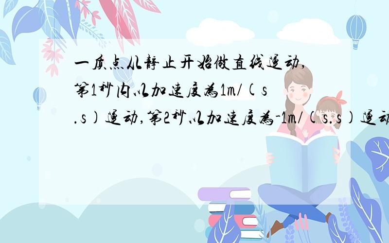 一质点从静止开始做直线运动,第1秒内以加速度为1m/(s.s)运动,第2秒以加速度为-1m/(s.s)运动,如此反复下去