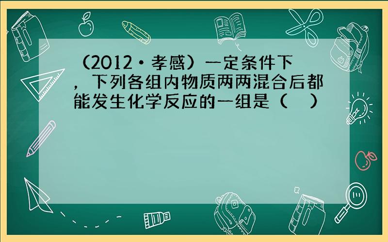 （2012•孝感）一定条件下，下列各组内物质两两混合后都能发生化学反应的一组是（　　）