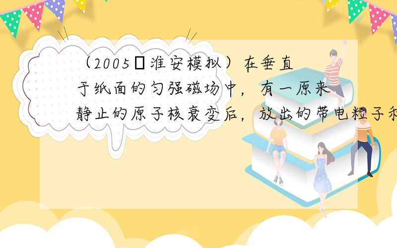 （2005•淮安模拟）在垂直于纸面的匀强磁场中，有一原来静止的原子核衰变后，放出的带电粒子和反冲核的运动轨迹分别如图中a