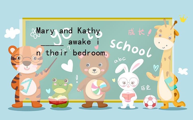 Mary and Kathy _____ awake in their bedroom.