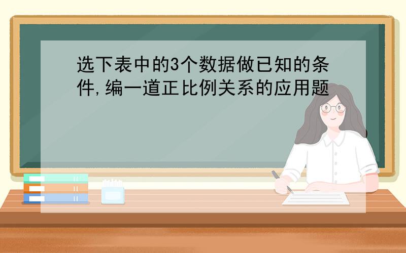 选下表中的3个数据做已知的条件,编一道正比例关系的应用题