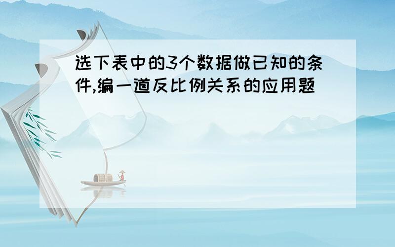 选下表中的3个数据做已知的条件,编一道反比例关系的应用题