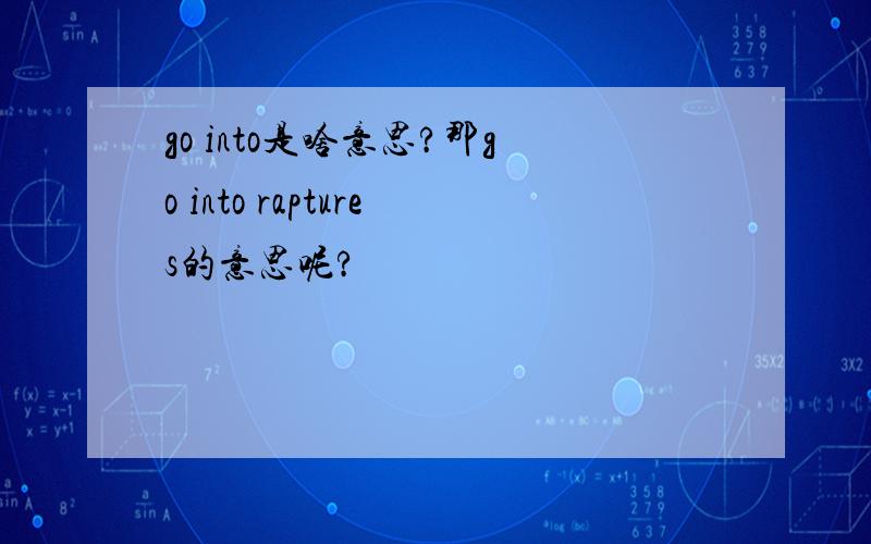 go into是啥意思?那go into raptures的意思呢?