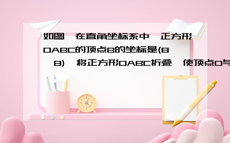 如图,在直角坐标系中,正方形OABC的顶点B的坐标是(8,8),将正方形OABC折叠,使顶点O与BC边上的点M重合,折痕