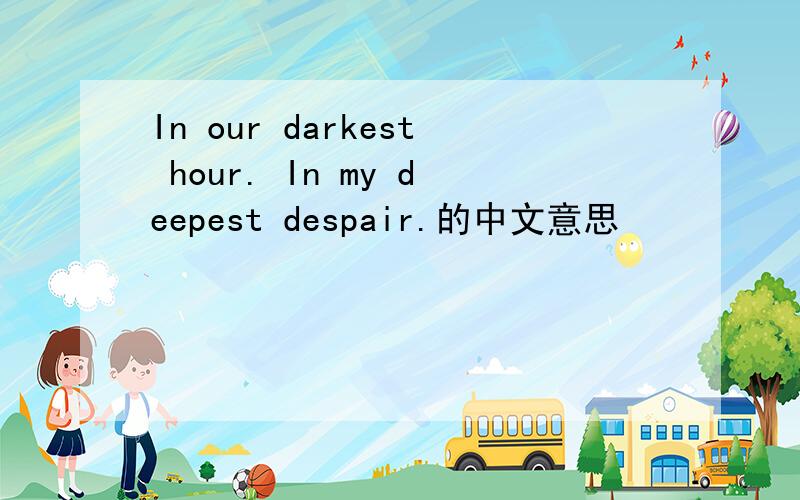 In our darkest hour. In my deepest despair.的中文意思