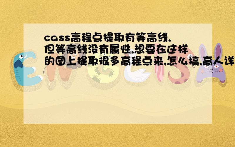 cass高程点提取有等高线,但等高线没有属性,想要在这样的图上提取很多高程点来,怎么搞,高人详细指点一下啊!