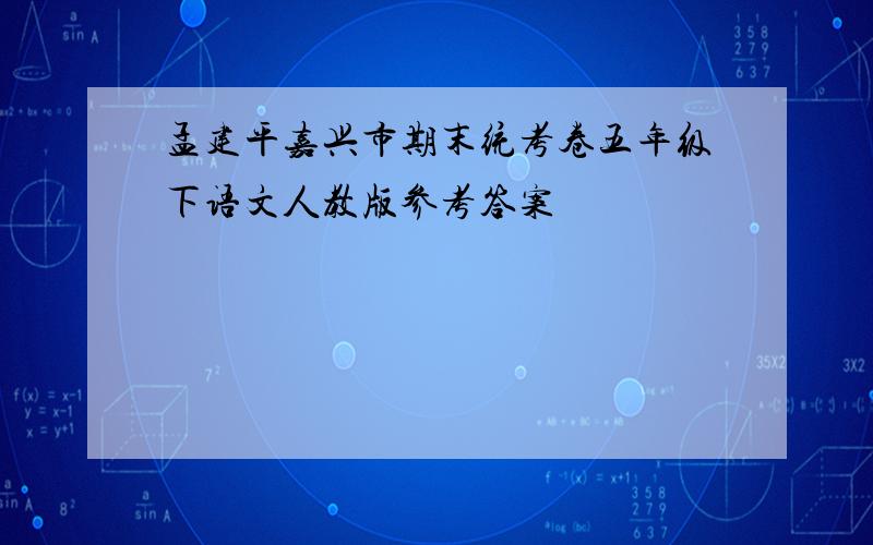 孟建平嘉兴市期末统考卷五年级下语文人教版参考答案