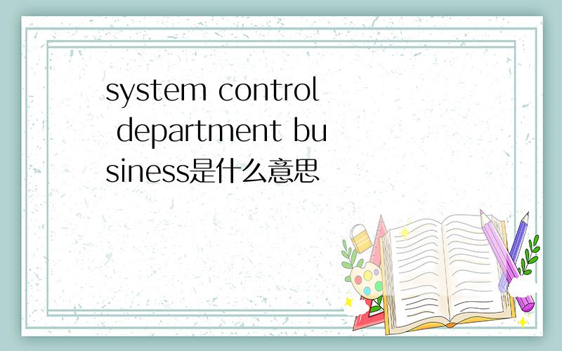 system control department business是什么意思