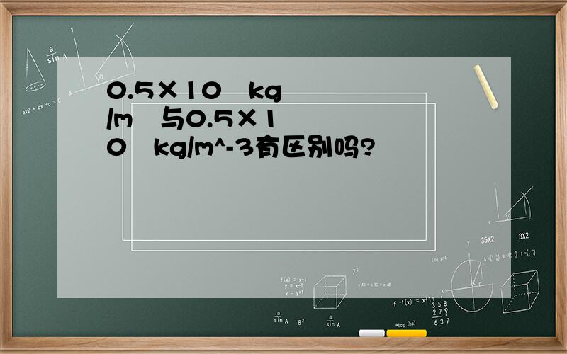 0.5×10³kg/m³与0.5×10³kg/m^-3有区别吗?