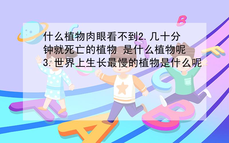 什么植物肉眼看不到2.几十分钟就死亡的植物 是什么植物呢3.世界上生长最慢的植物是什么呢