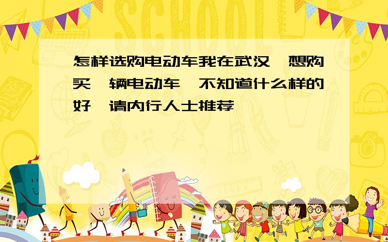 怎样选购电动车我在武汉,想购买一辆电动车,不知道什么样的好,请内行人士推荐