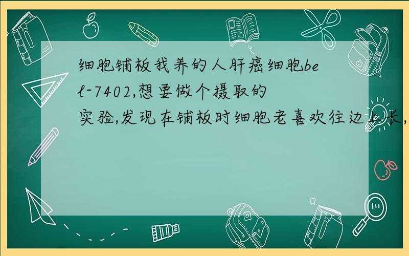 细胞铺板我养的人肝癌细胞bel-7402,想要做个摄取的实验,发现在铺板时细胞老喜欢往边上长,边上都已经很密了,中间还是