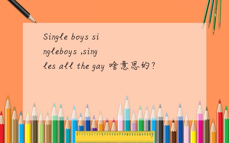 Single boys singleboys ,singles all the gay 啥意思的?