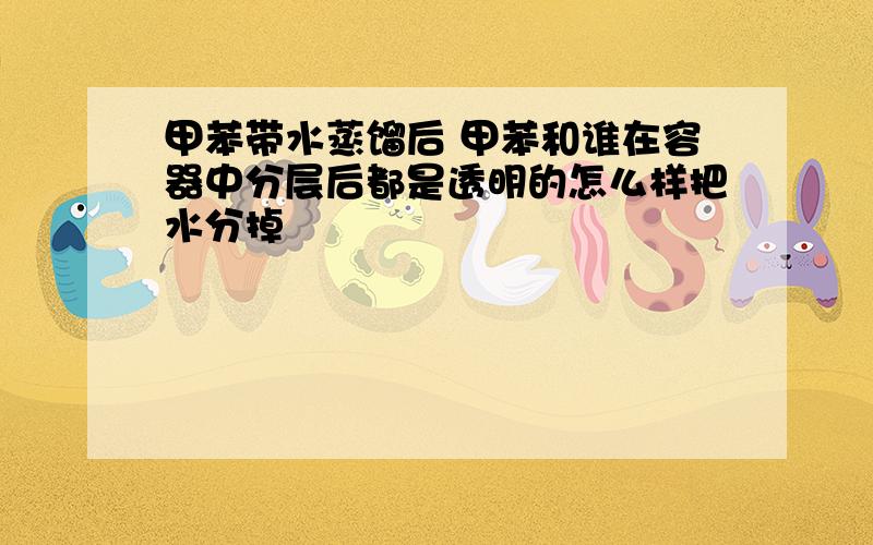 甲苯带水蒸馏后 甲苯和谁在容器中分层后都是透明的怎么样把水分掉