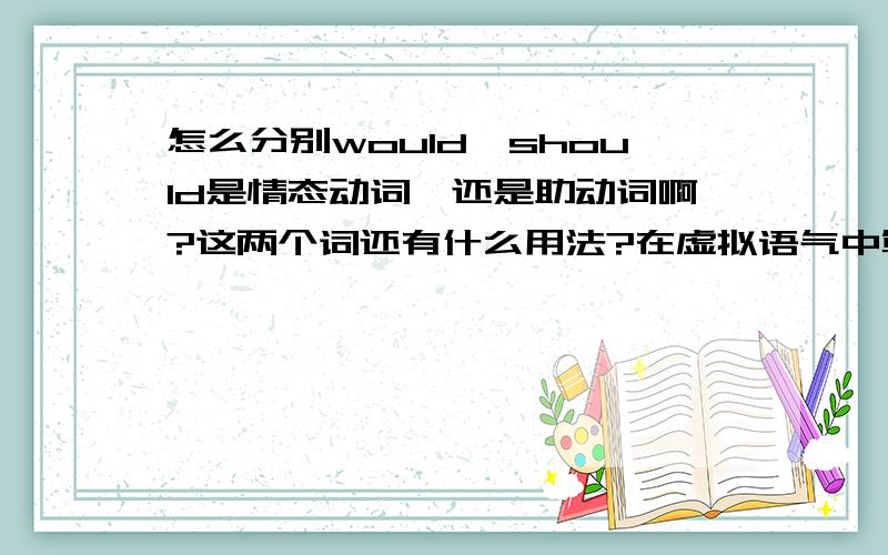 怎么分别would、should是情态动词,还是助动词啊?这两个词还有什么用法?在虚拟语气中算什么词?