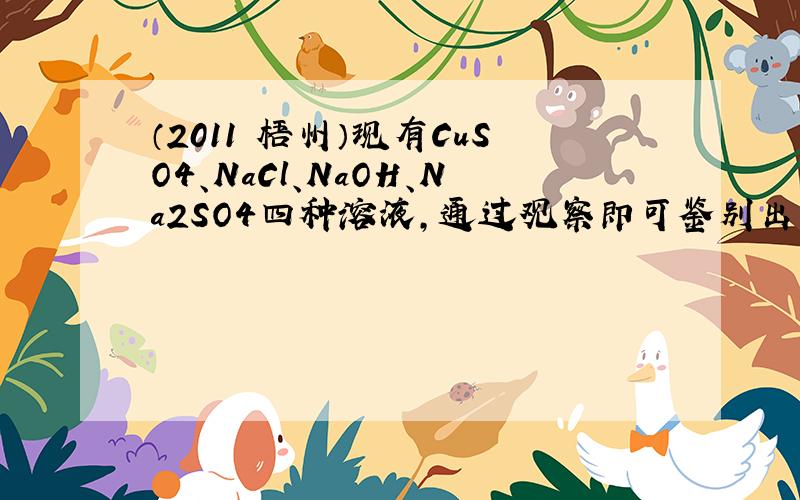 （2011•梧州）现有CuSO4、NaCl、NaOH、Na2SO4四种溶液，通过观察即可鉴别出来的是______（填化学