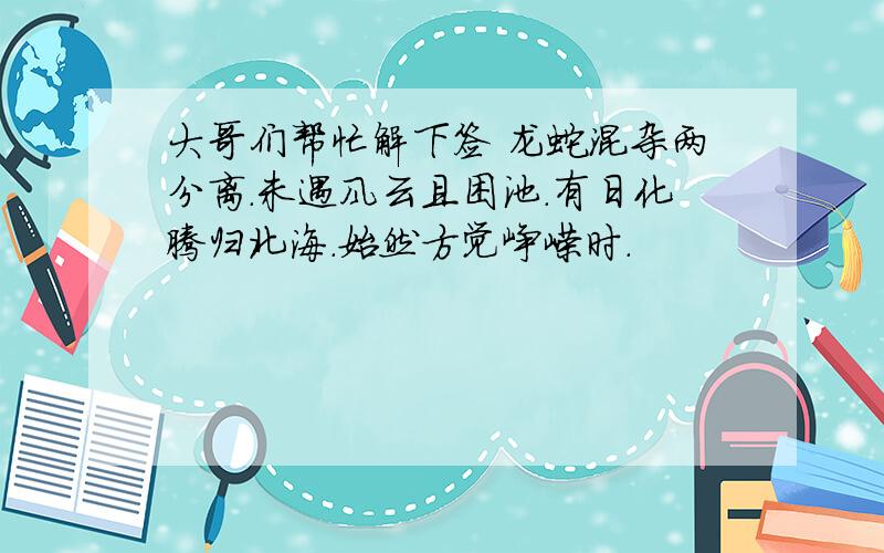 大哥们帮忙解下签 龙蛇混杂两分离.未遇风云且困池.有日化腾归北海.始然方觉峥嵘时.