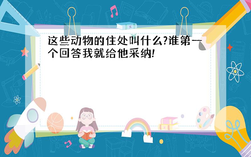 这些动物的住处叫什么?谁第一个回答我就给他采纳!