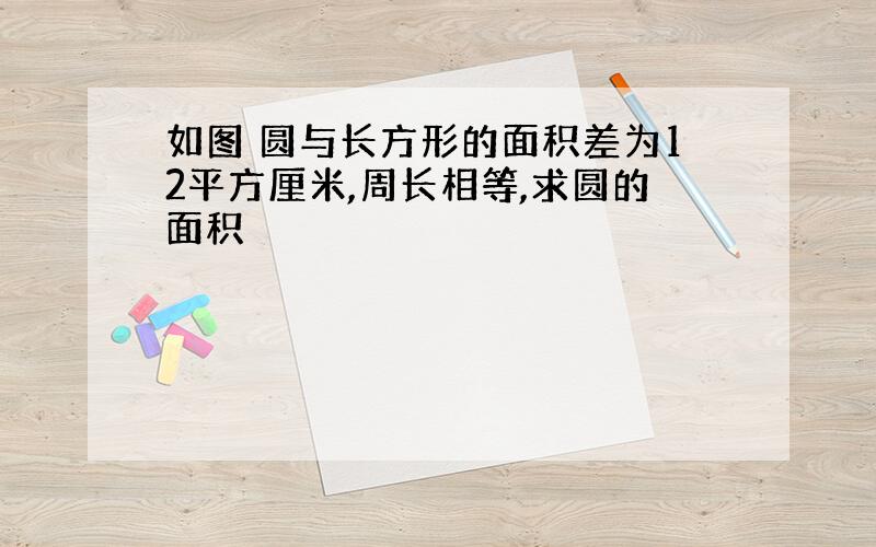 如图 圆与长方形的面积差为12平方厘米,周长相等,求圆的面积